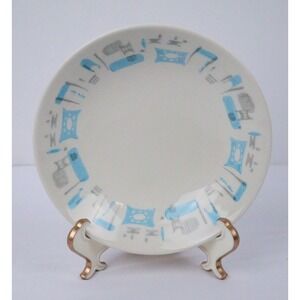 VTG Atomic Blue Heaven by Royal China Berry Bowls (4) MCM‎ Retro 5.5" Bowls